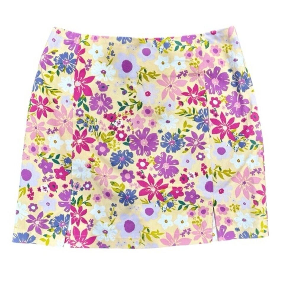 Love On A Hanger Floral Preppy Feminine Girly Business Casual Stretch Mini Skirt